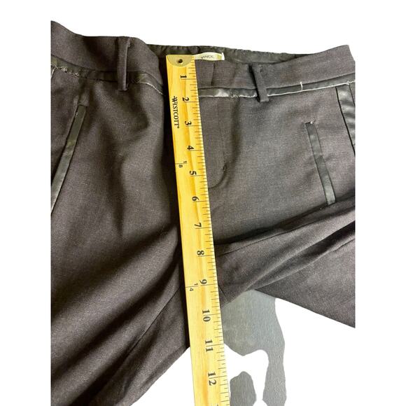 Vince Black Wool Faux Leather Piped Trouser Pants Skinny Womens 0 - Picture 12 of 14